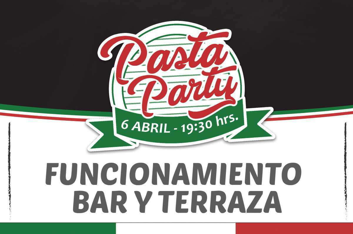 Aviso horario de funcionamiento de nuestro Bar y Terraza con motivo de la Pasta Party Aviso horario de funcionamiento de nuestro Bar y Terraza con motivo de la Pasta Party