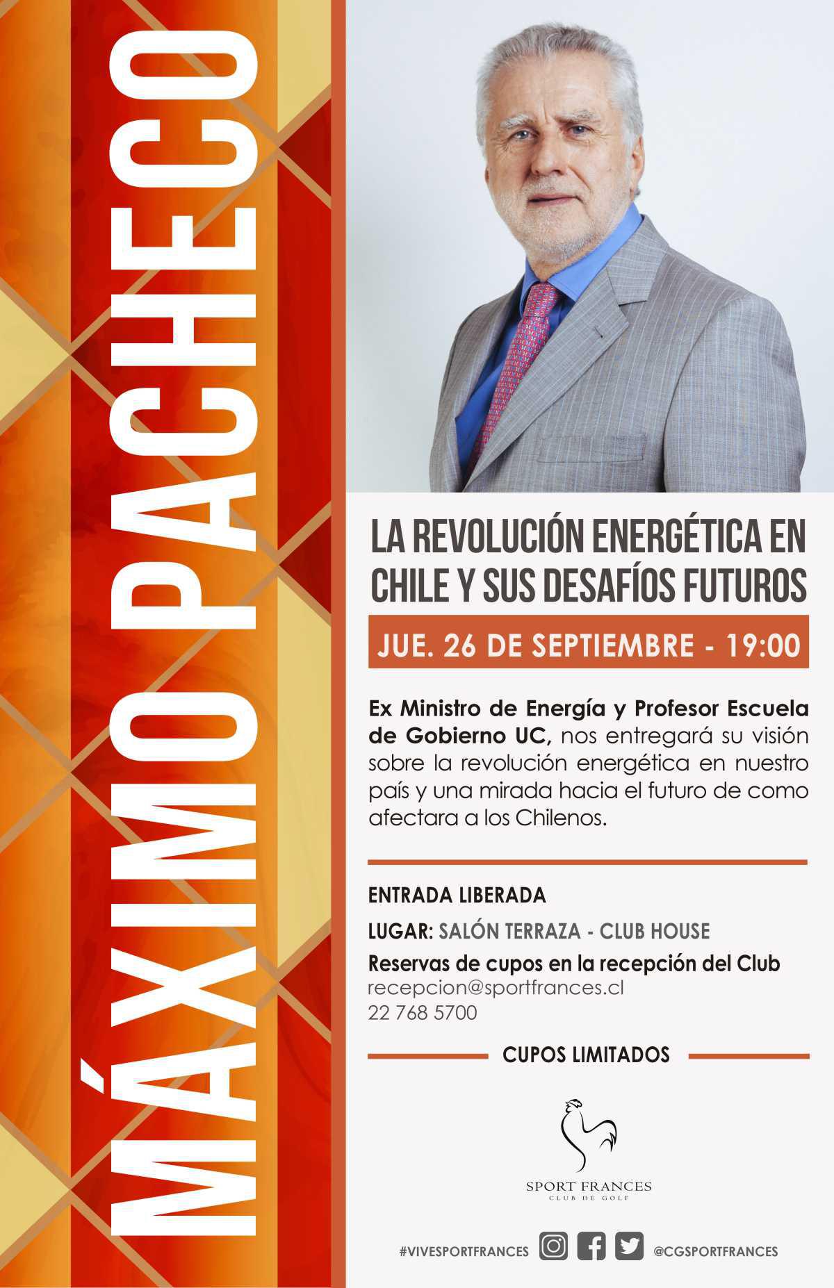 Sé parte de la interesante charla del ex ministro de Energía Máximo Pacheco