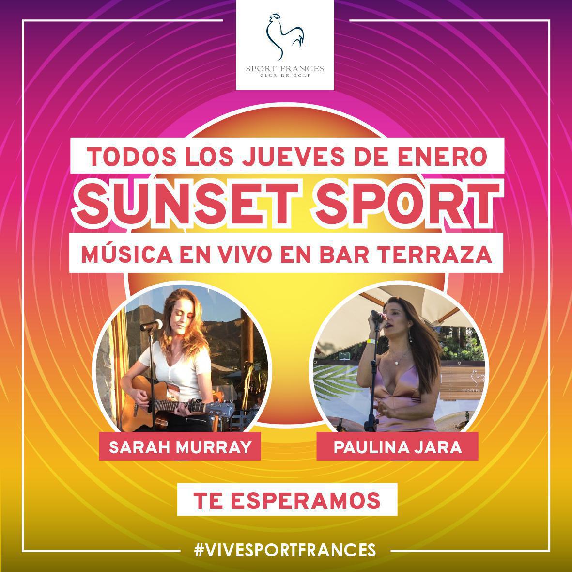Todos los jueves de enero disfruta de nuestros Sunset Sport Todos los jueves de enero disfruta de nuestros Sunset Sport