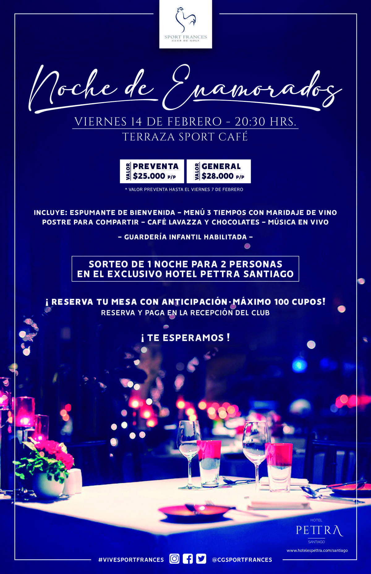 Menú Especial para la Noche de Enamorados en Club de Golf Sport Francés Menú Especial para la Noche de Enamorados en Club de Golf Sport Francés