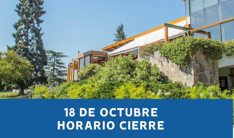 Horario cierre Club martes 18 de octubre