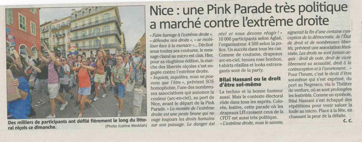 Nice: une Pink Parade très politique a marché contre l'extrême droite