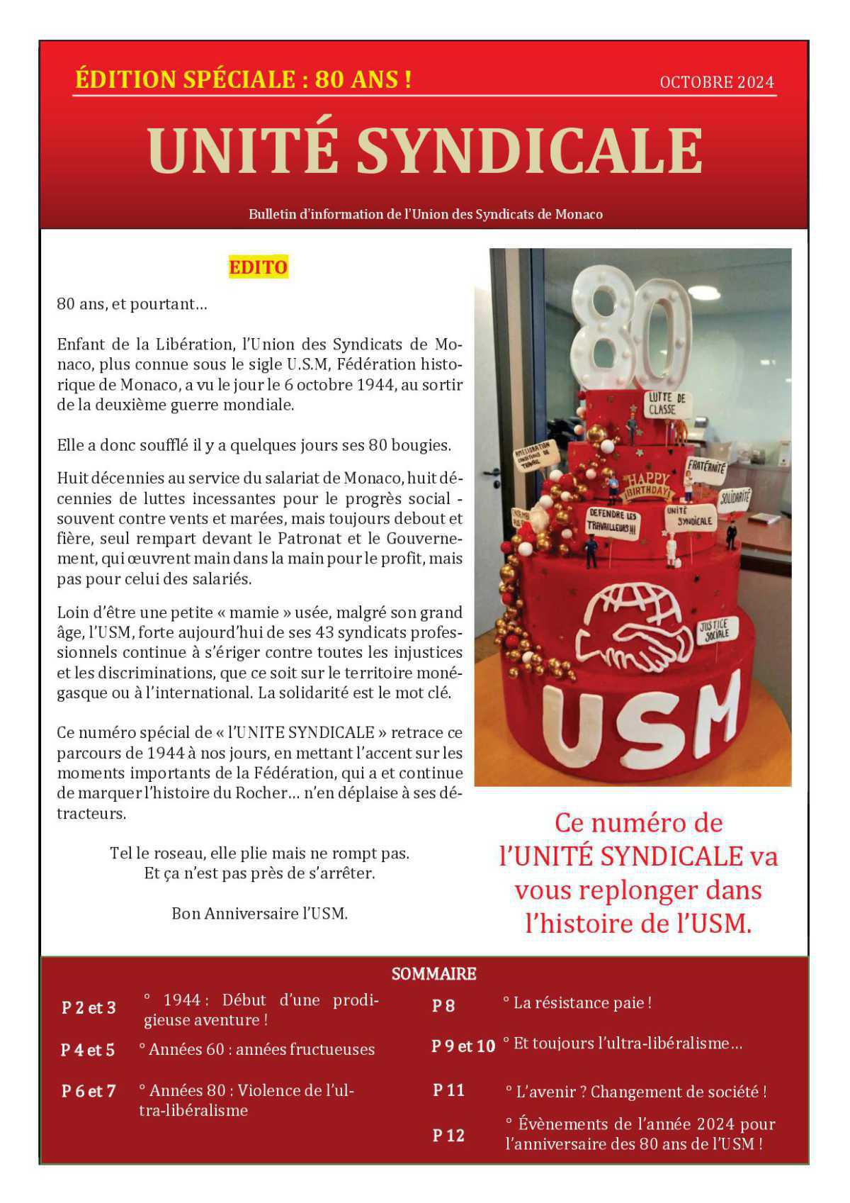 Unité Syndicale Numéro Spécial 80 ans Unité Syndicale Numéro Spécial 80 ans