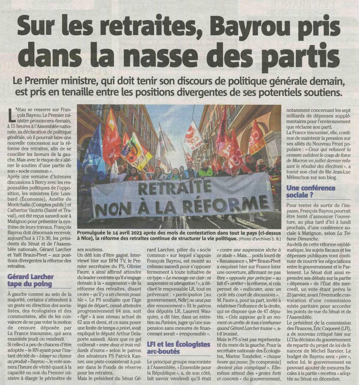 Sur les retraites, Bayrou pris dans la nasse des partis