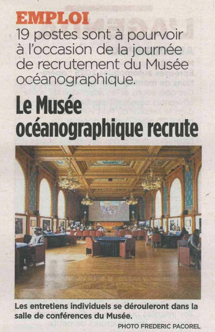 Emploi: Le musée océanographique recrute