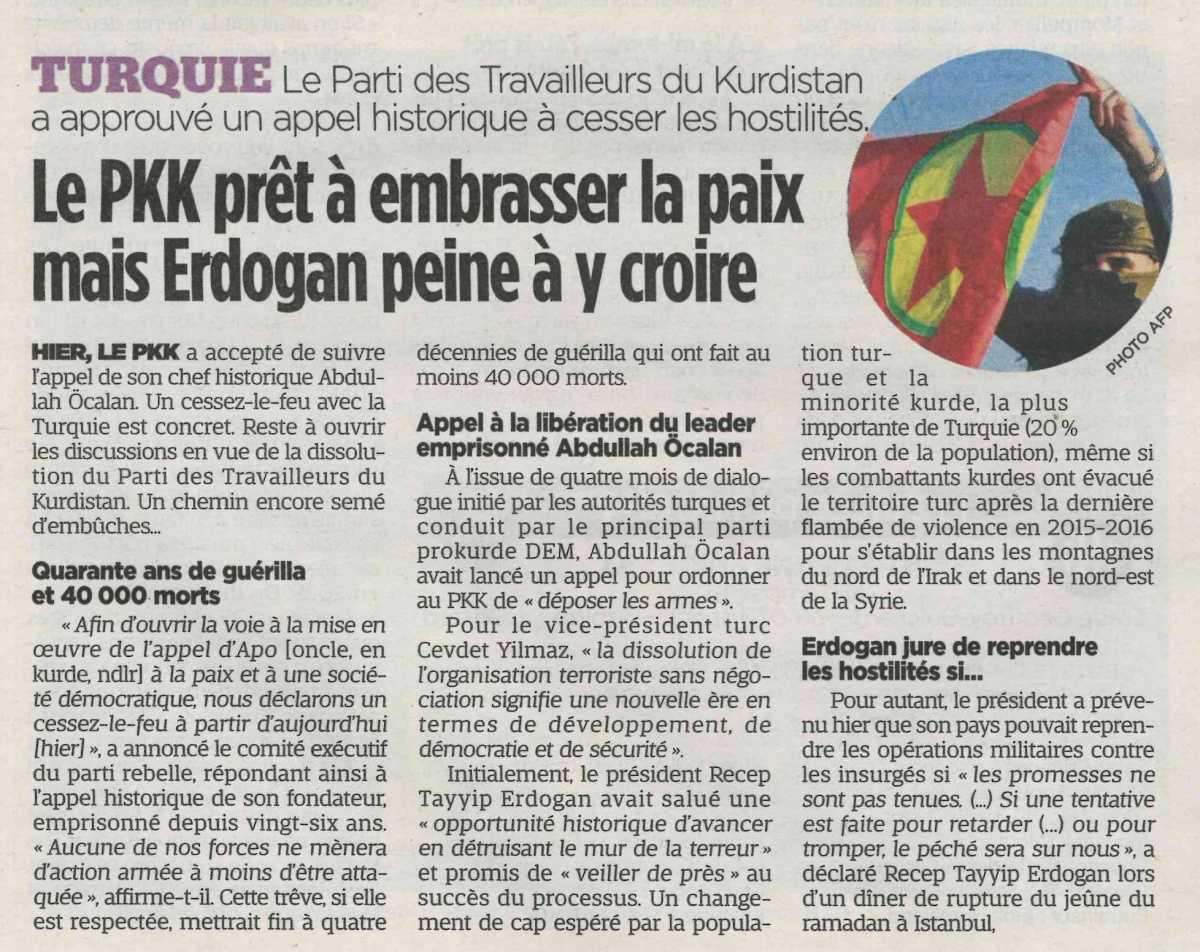 Le PKK prêt à embrasser la paix mais Erdogan peine à y croire