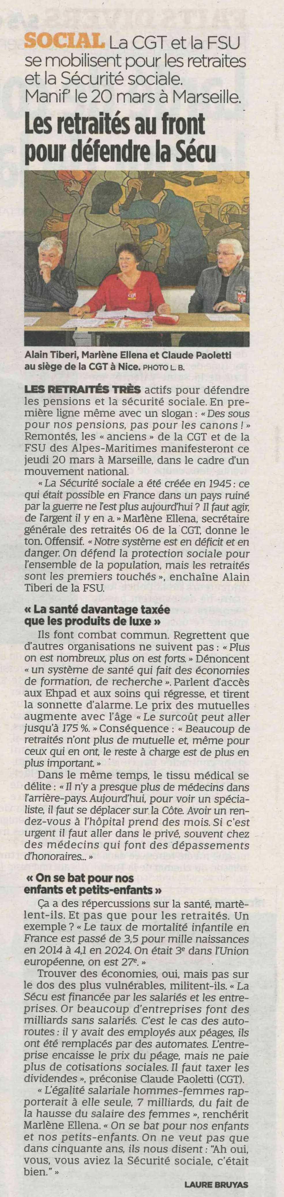 Les retraités au front pour défendre la SECU