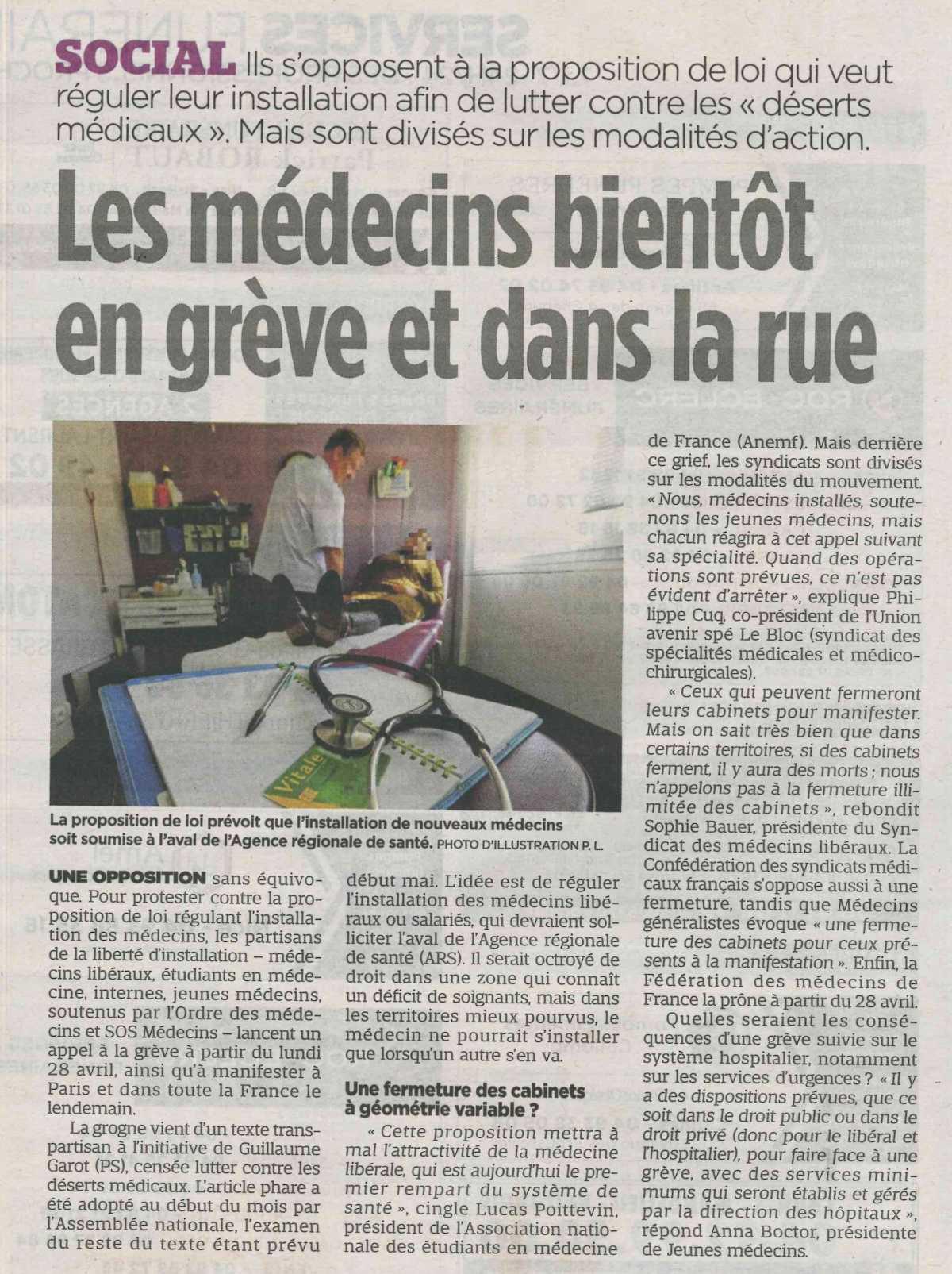 Les médecins bientôt en grève et dans la rue