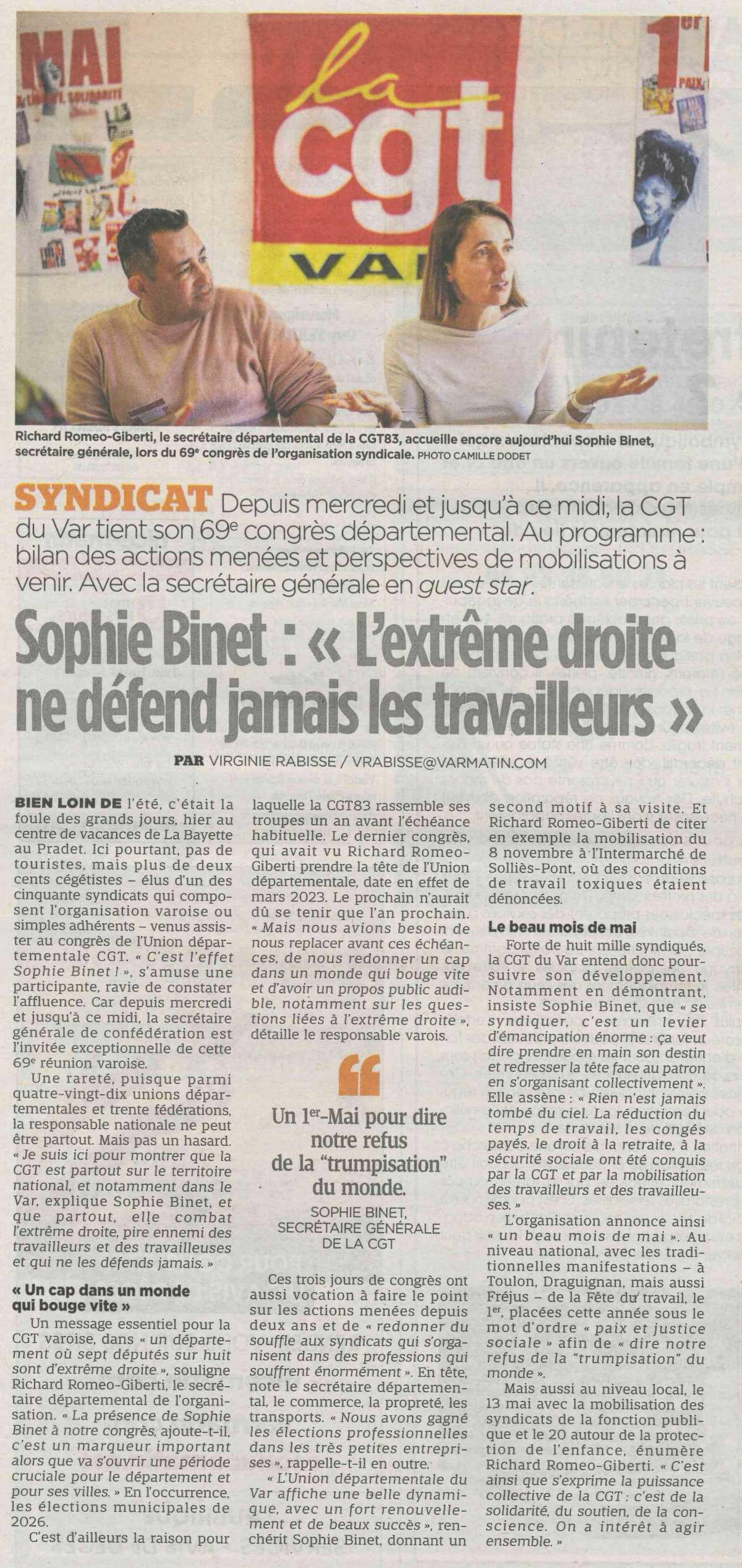 Sophie BINET: "L'extrême droite ne défend jamais les travailleurs"