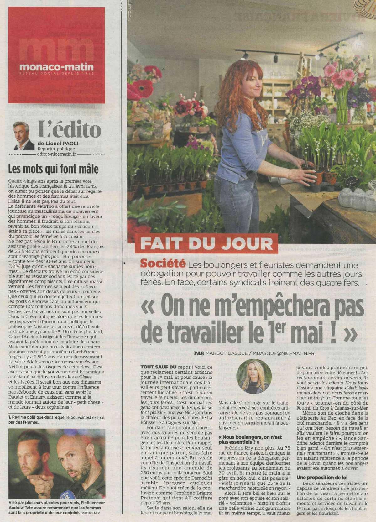 "On ne m'empêchera pas de travailler le 1er mai"