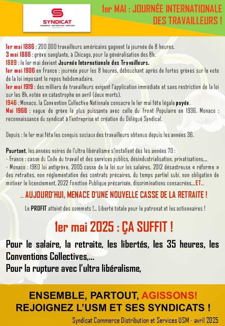 1er mai journée internationale des travailleurs