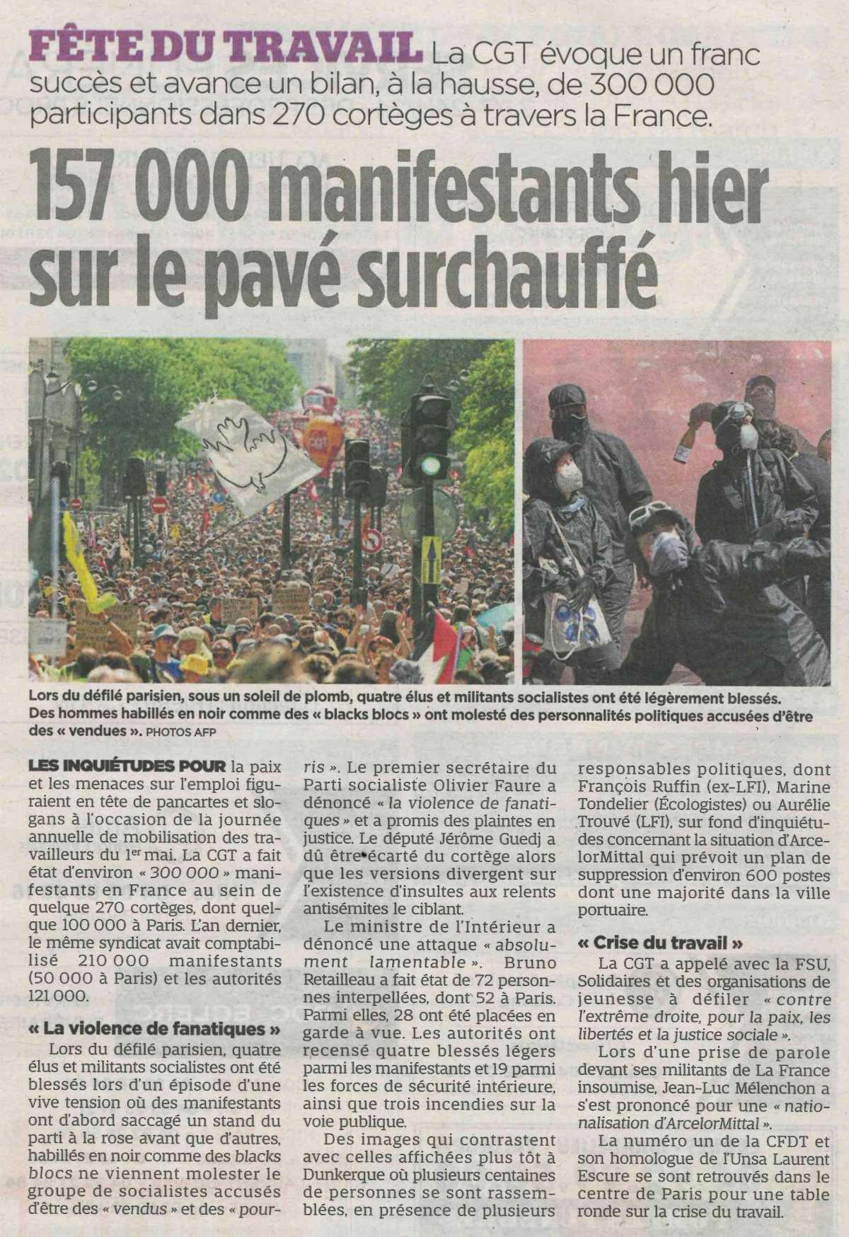 157 000 manifestants le 1er mai sur le pavé surchauffé
