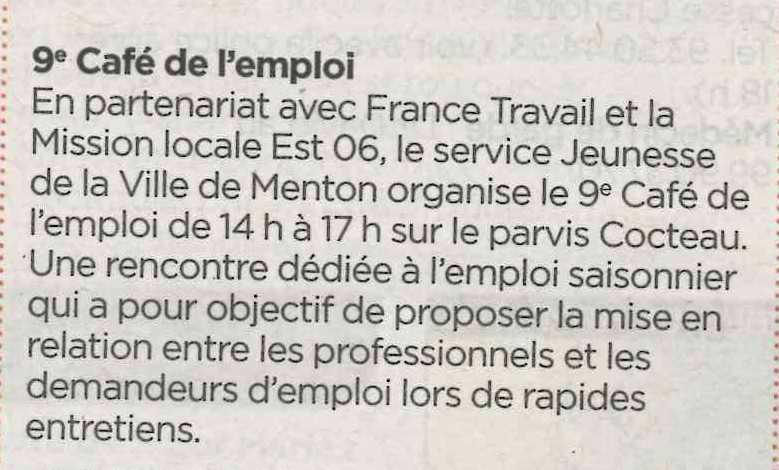 Le 14 mai, 9e Café de l'emploi