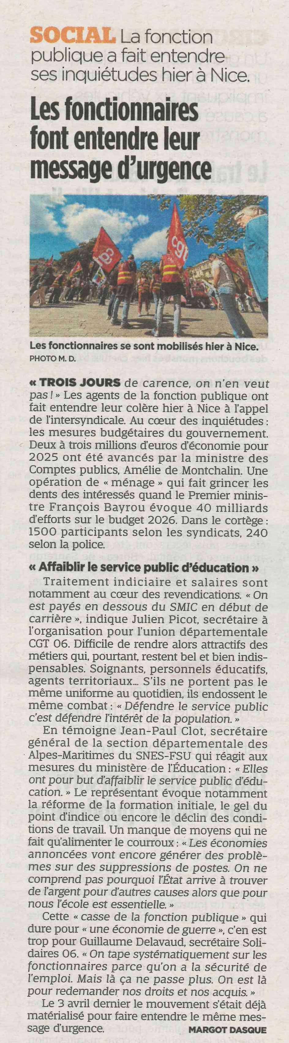 Les fonctionnaires font entendre leur message d'urgence