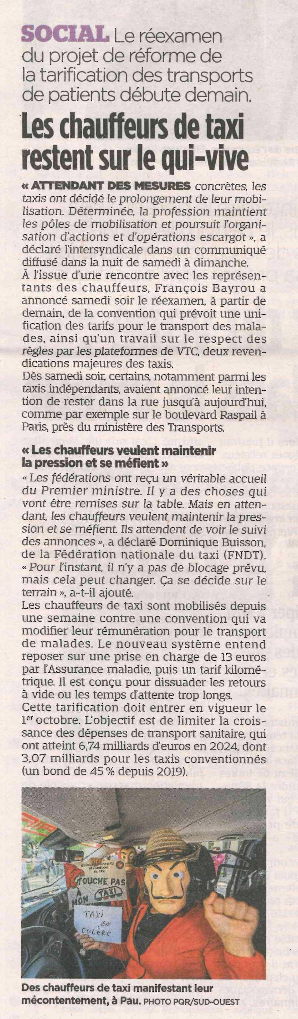 Les chauffeurs de taxi restent sur le qui-vive
