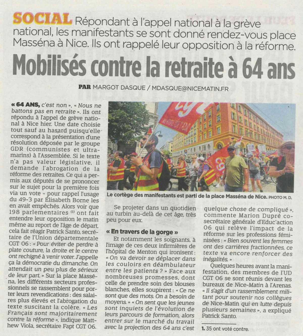 Mobilisés contre la retraite à 64 ans