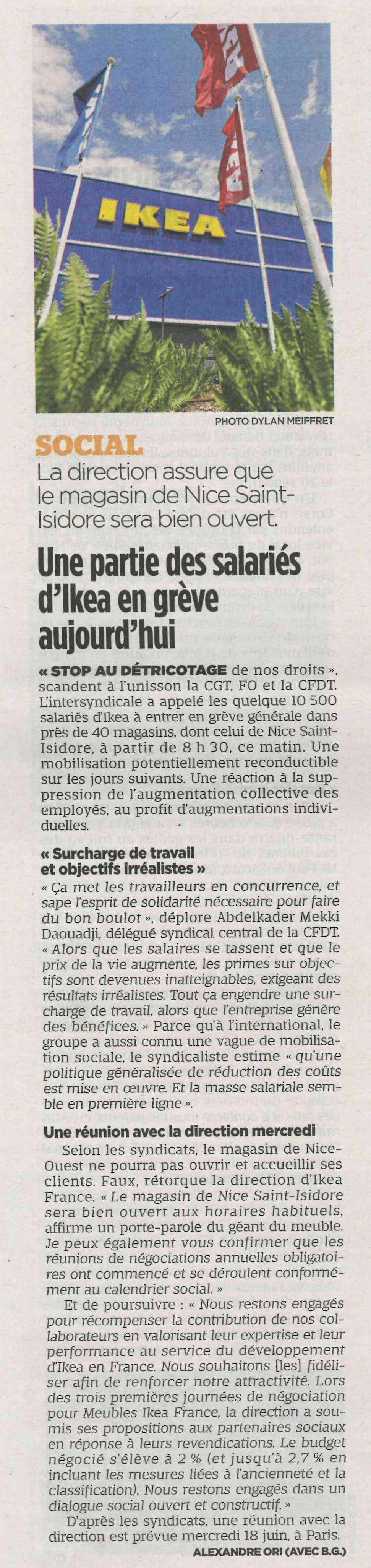 Une partie des salariés d'Ikéa en grève le samedi 14 juin