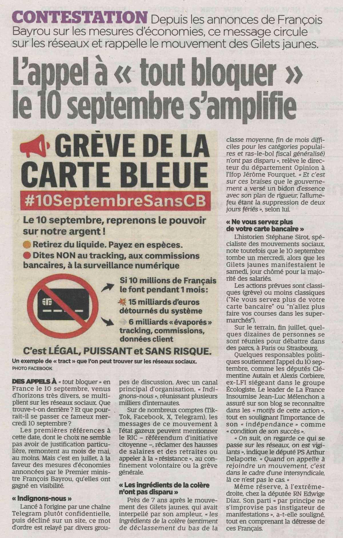 L'appel à "tout bloquer" la 10 septembre s'amplifie