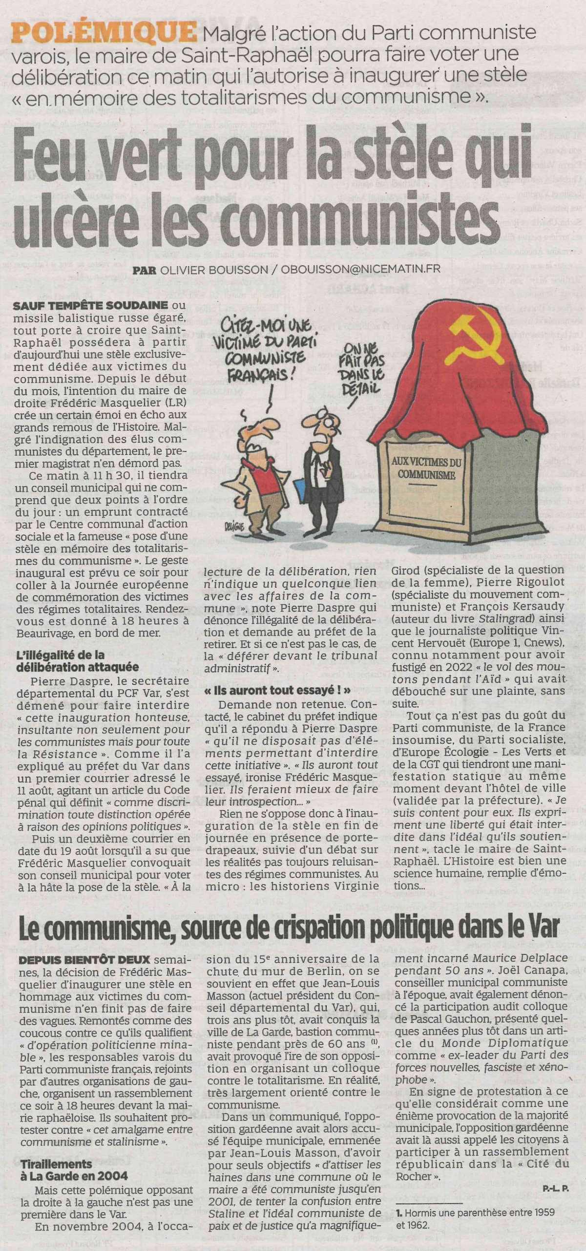 Feu vert pour la stèle qui ulcère les communistes