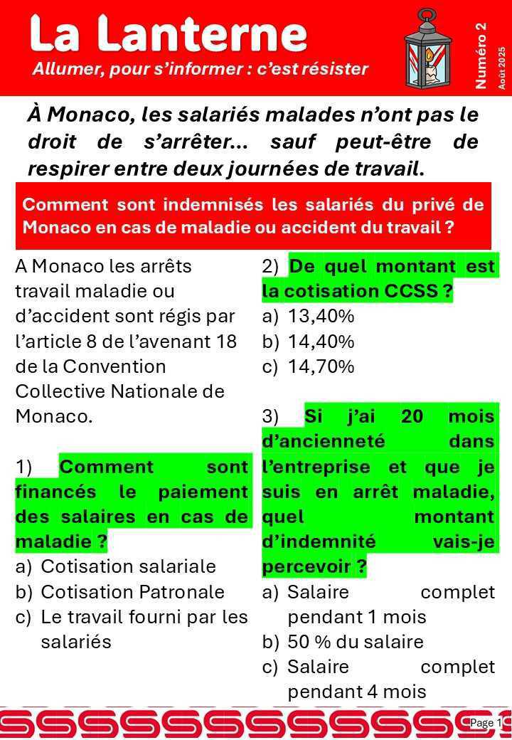 Le journal "La lanterne" numéro 2 du Syndicat Commerce, Distribution et Services