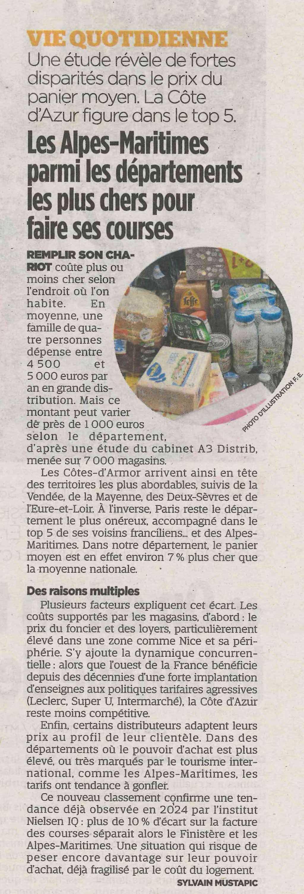 Les Alpes-Maritimes parmi les départements les plus chers pour faire ses courses