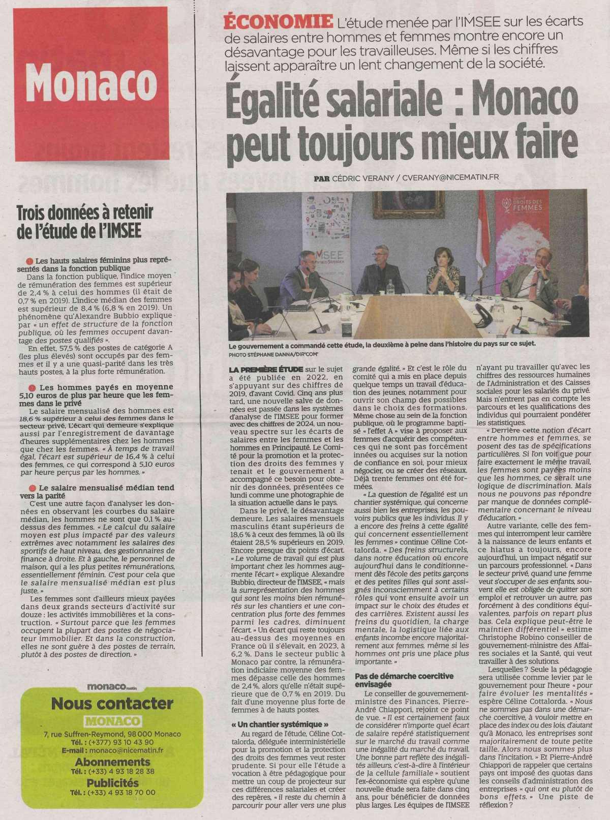 Égalité salariale: Monaco peut toujours mieux faire