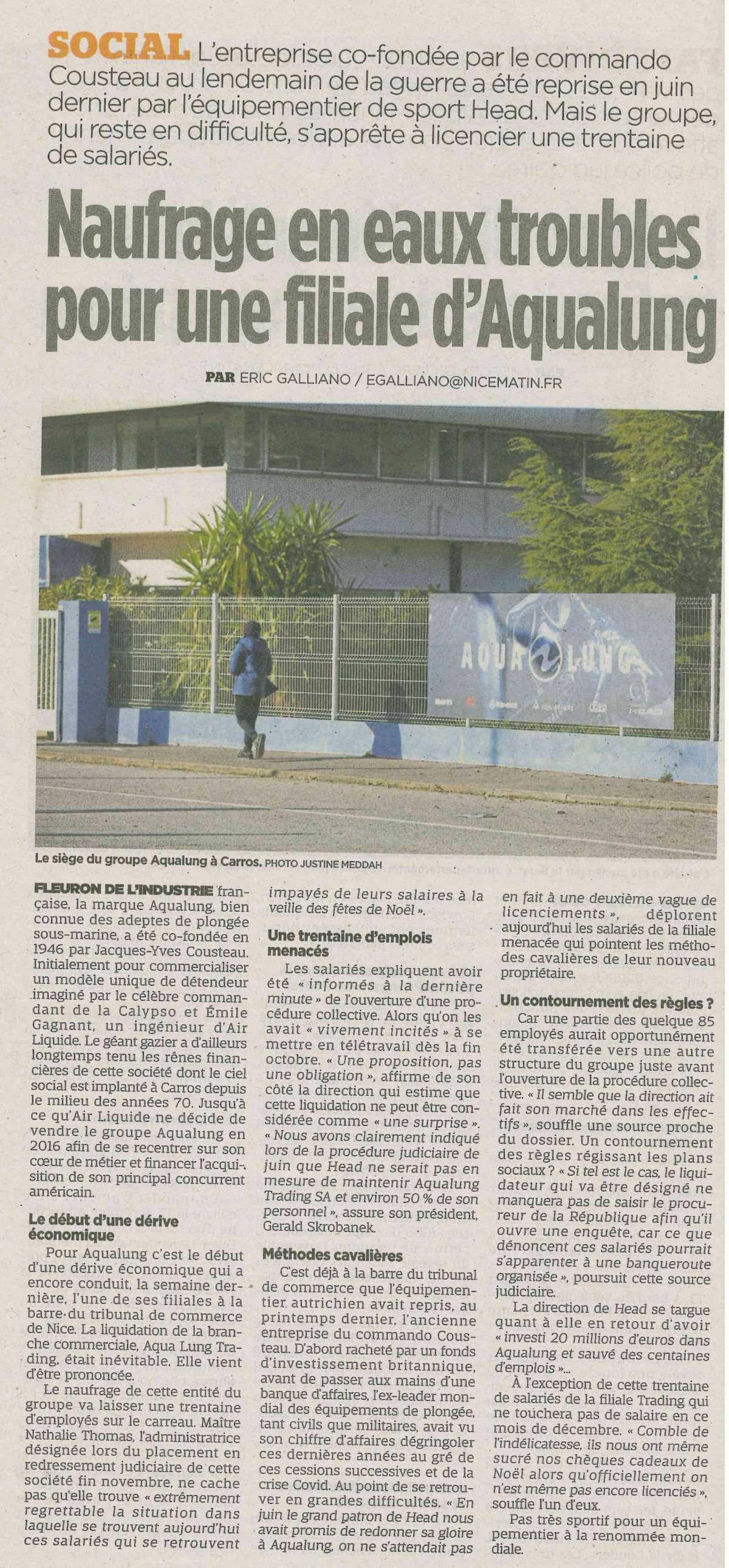 Naufrage en eaux troubles pour une filiale d'Aqualung