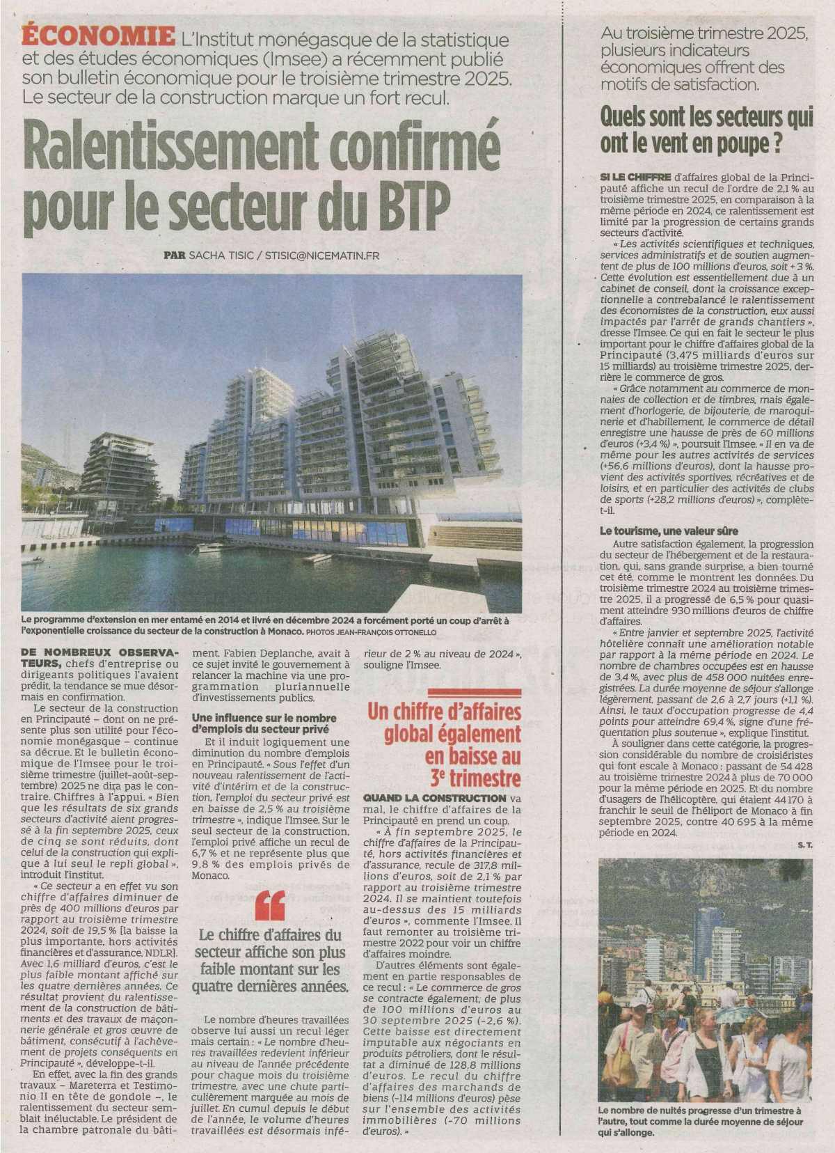 Ralentissement confirmé pour le secteur du BTP