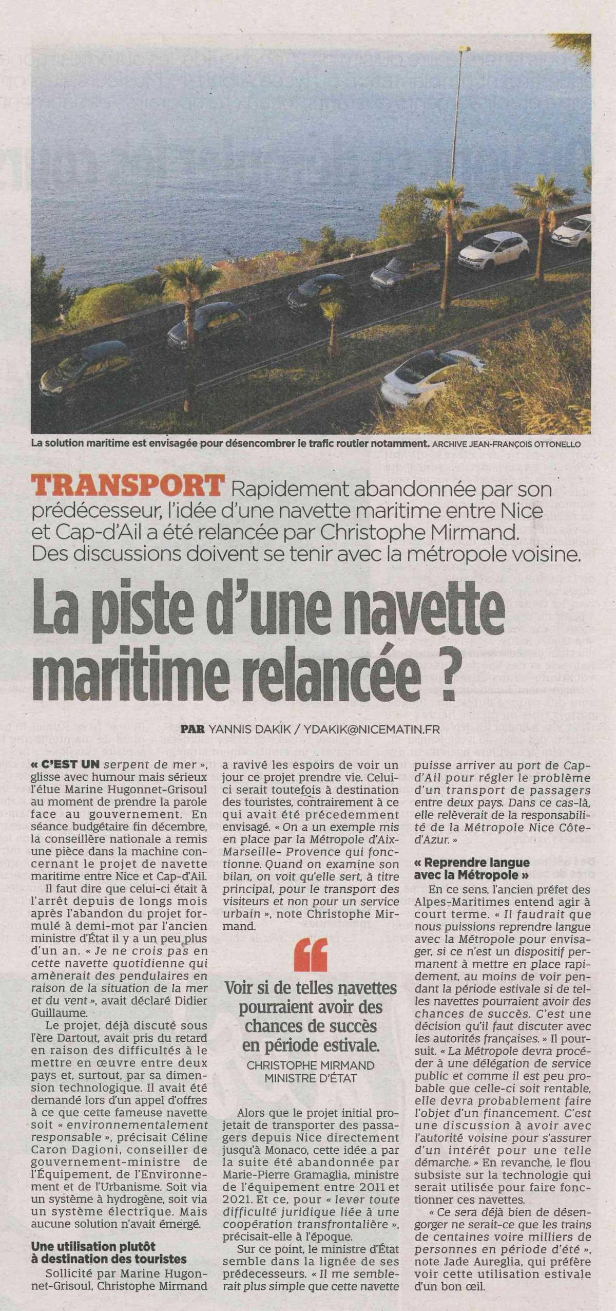 La piste d'une navette maritime relancée ?