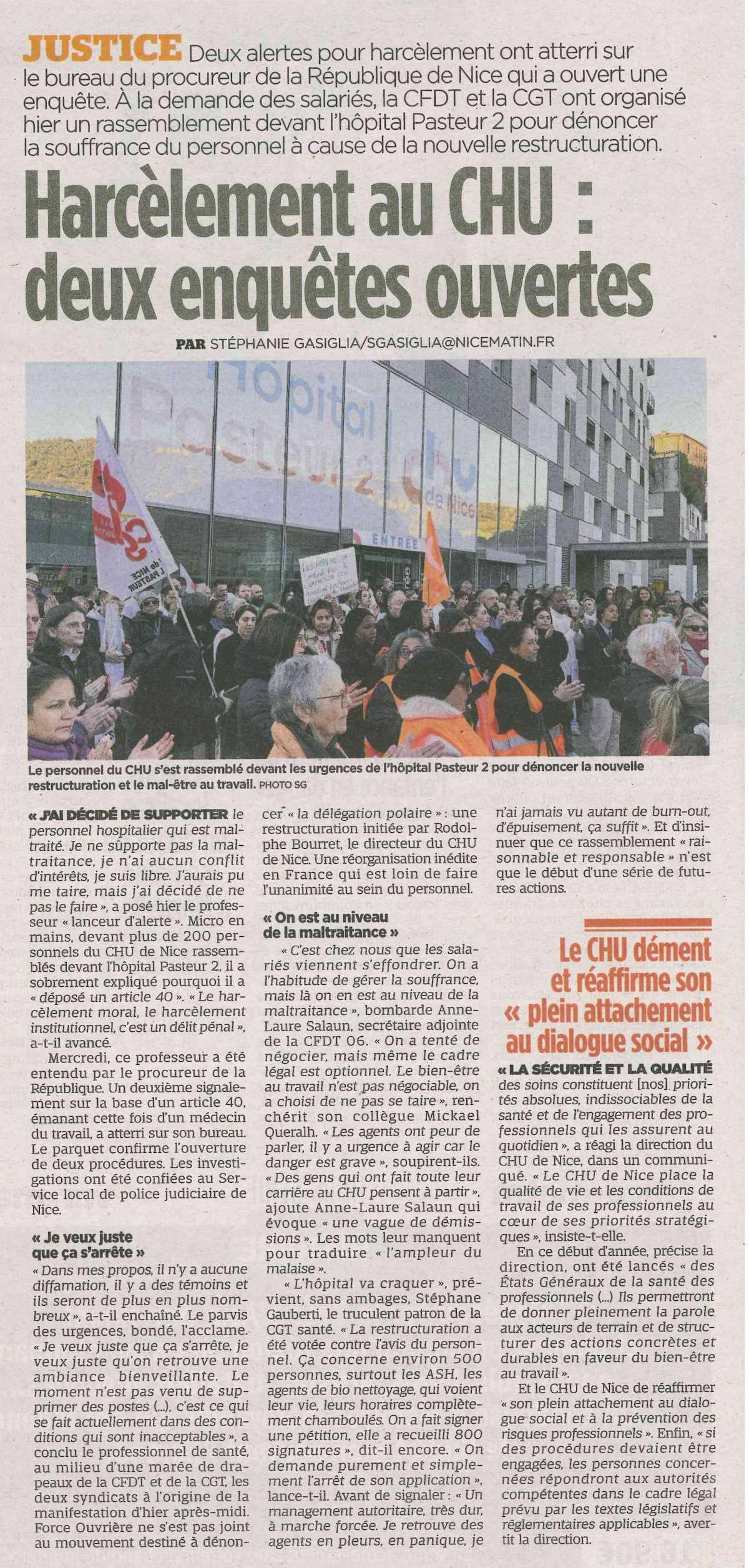 Harcèlement au CHU : deux enquêtes ouvertes