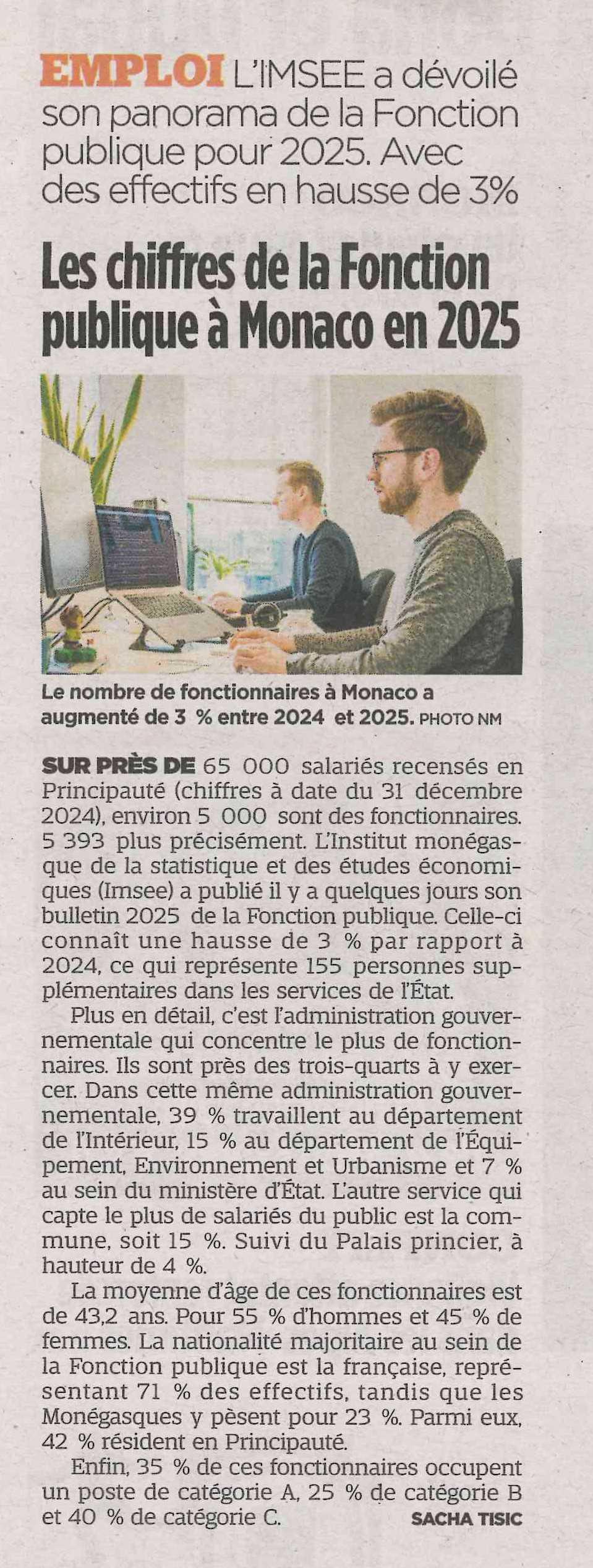 Les chiffres de la Fonction Publique à Monaco en 2025