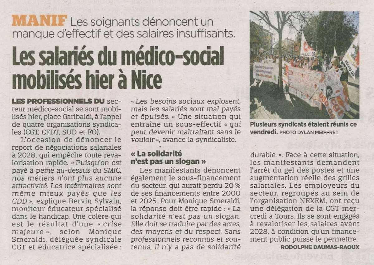 Les salariés du médico-social mobilisés hier à Nice
