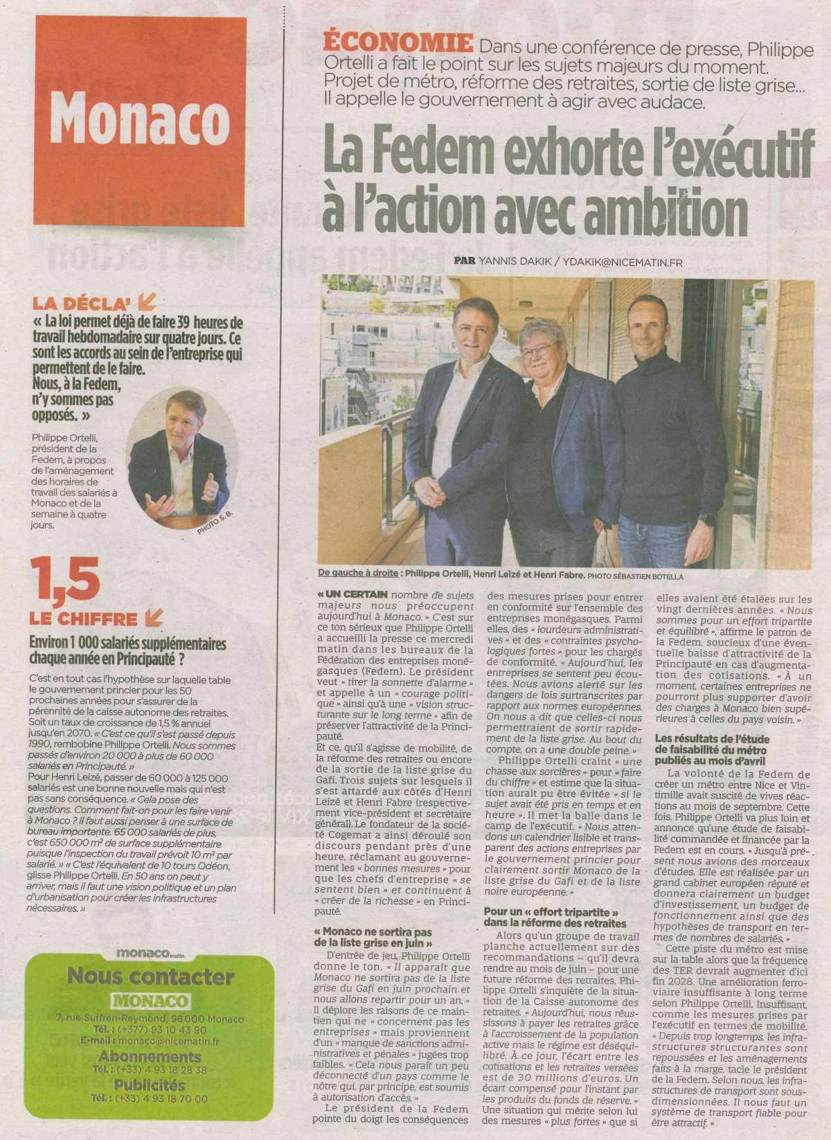 La FEDEM exhorte l'exécutif à l'action avec ambition