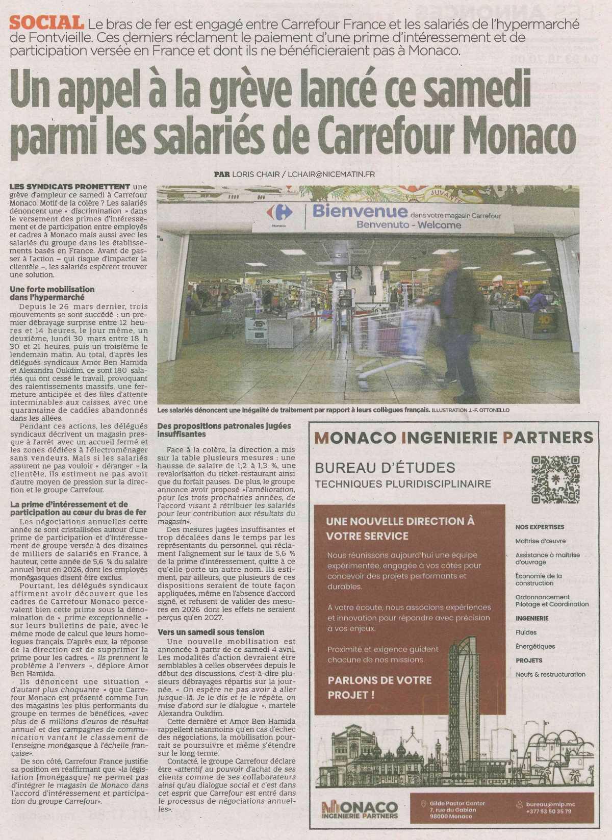 Un appel à la grève lancé ce samedi parmi les salariés de Carrefour Monaco 