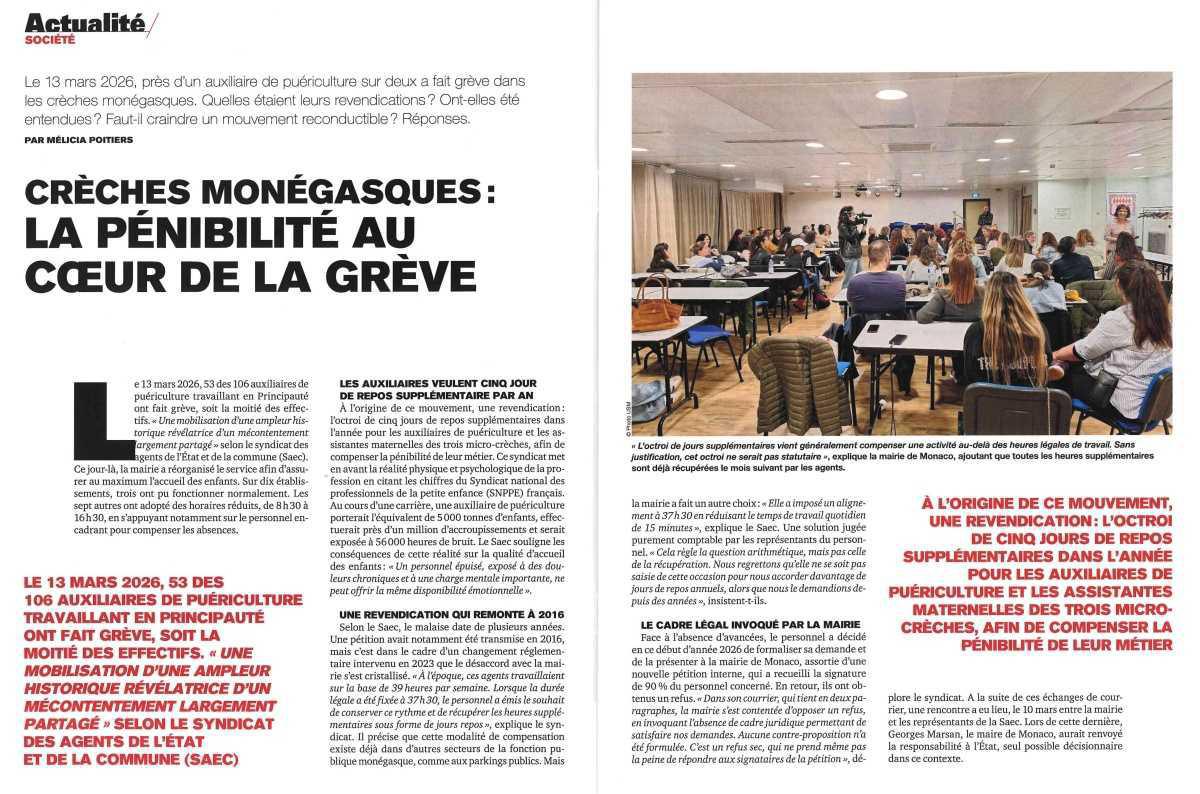 Crèches Monégasques: la pénibilité au cœur de la grève