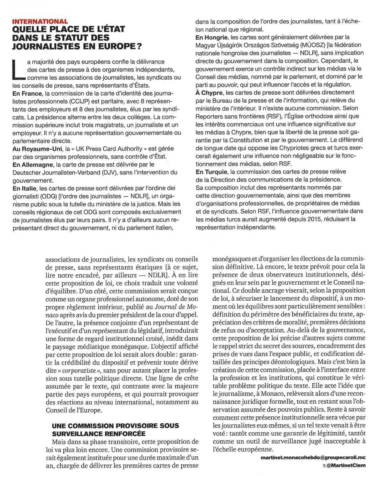 Futur statut de journaliste à Monaco: plus de liberté ou plus de contrôle ?