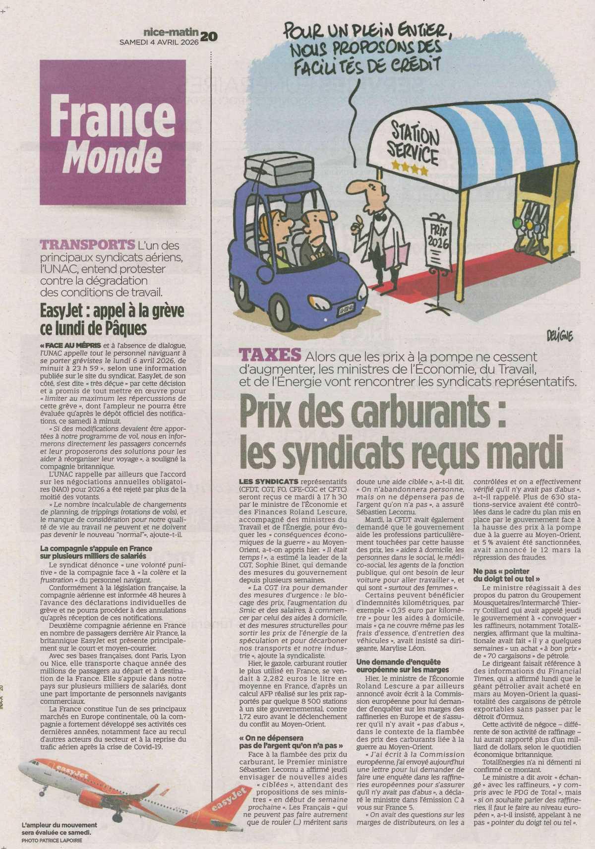 Easy-jet: appel à la grève et Prix des carburants: les syndicats reçus mardi