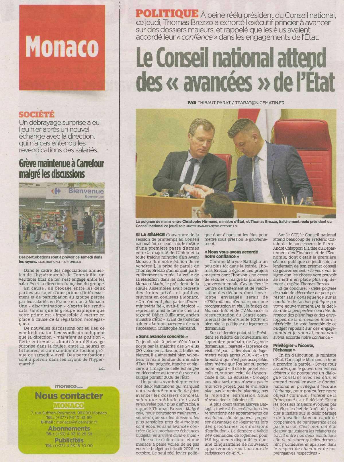 Le Conseil National attend des "avancées" de l'État