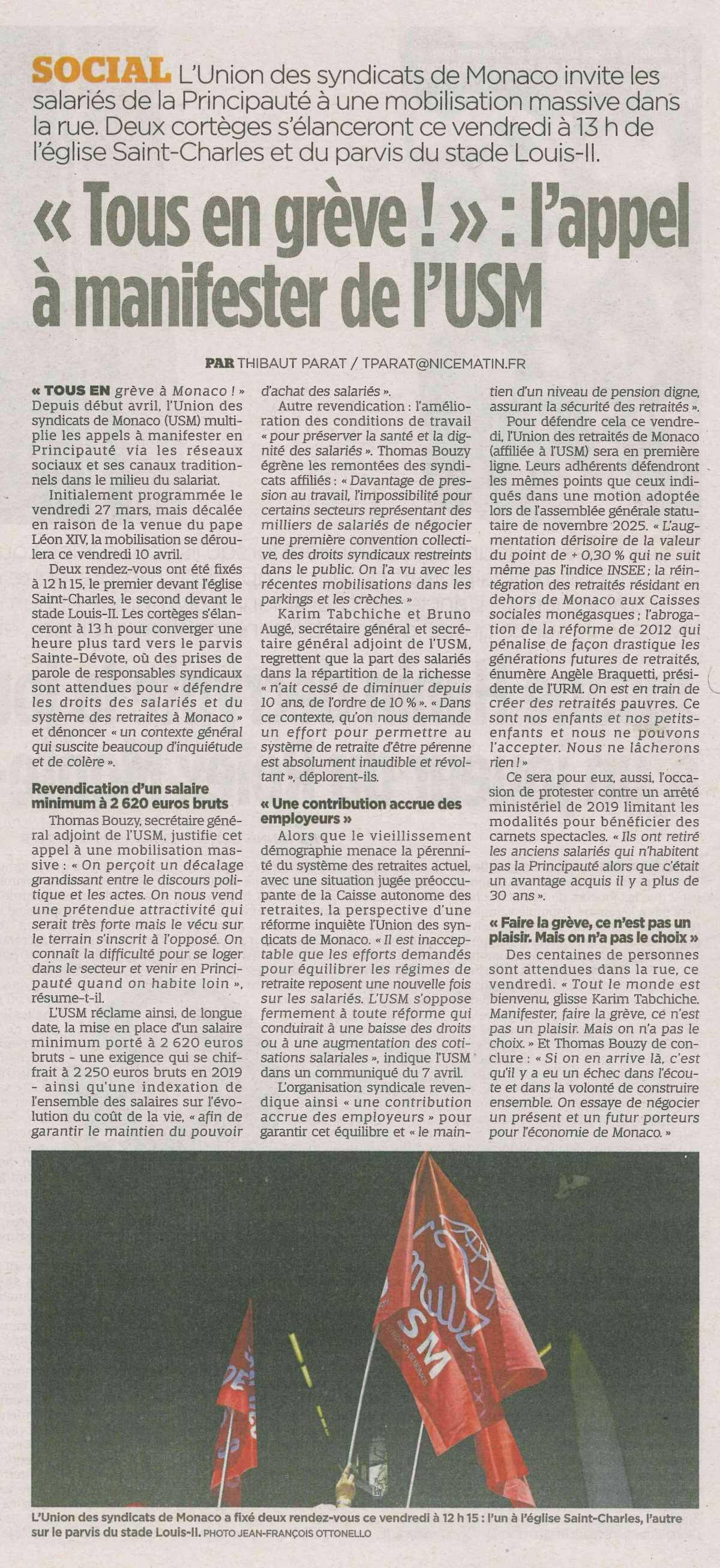 "Tous en grève !" : l'appel à manifester de l' USM