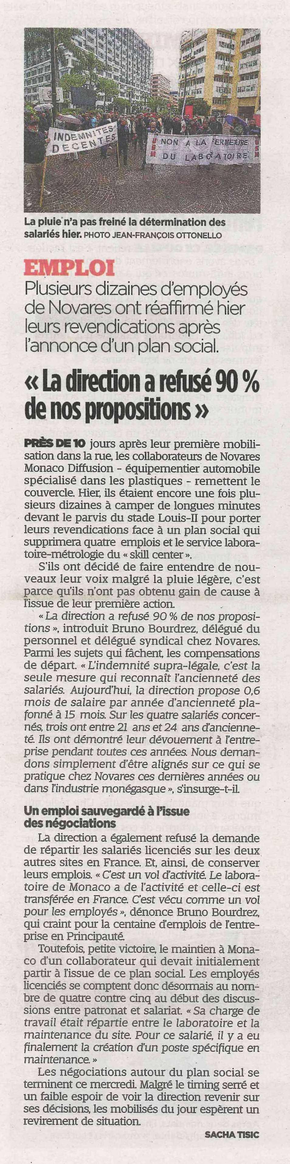 NOVARES: "La Direction a refusé 90% de nos propositions"