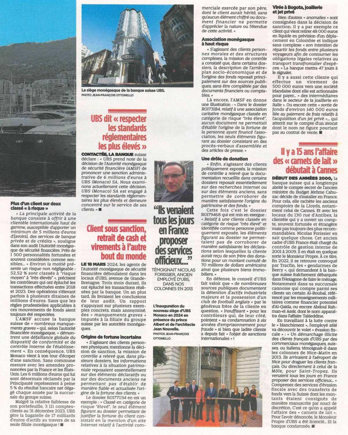 La banque suisse UBS sanctionnée par monaco 