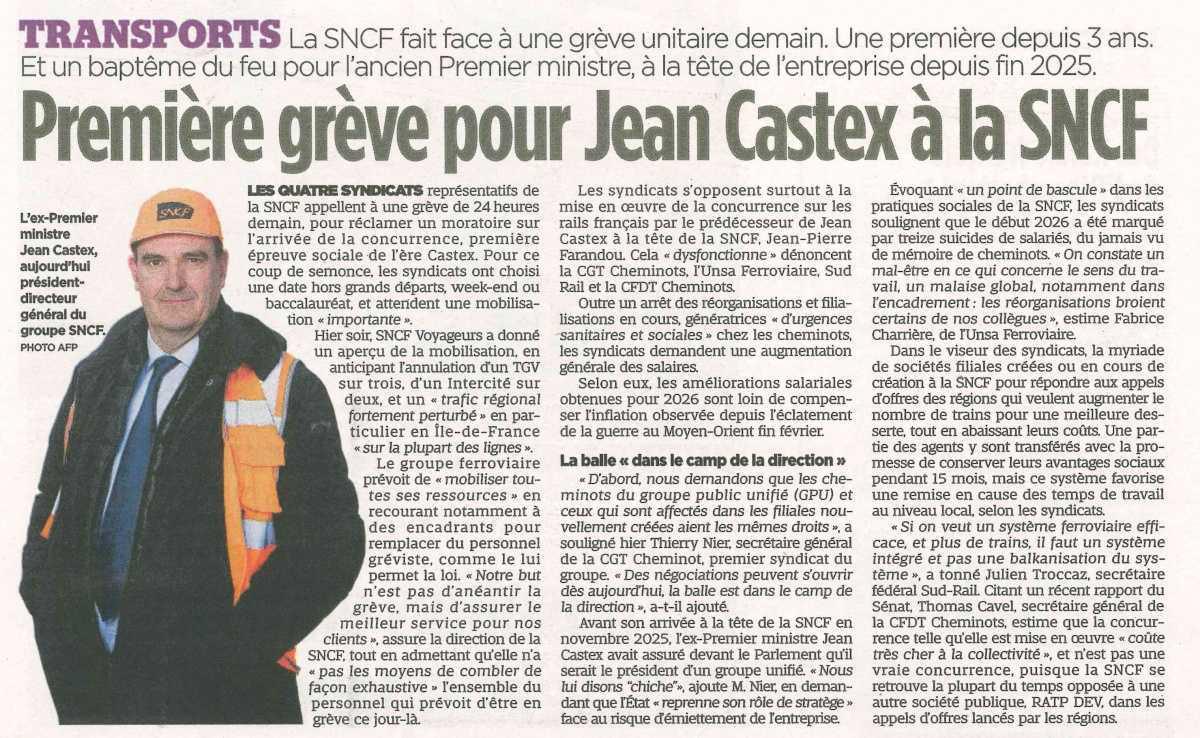 Première grève pour Jean CASTEX à la SNCF