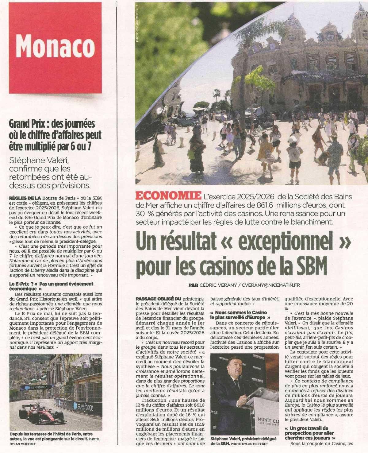 Un résultat "exceptionnel" pour les casinos de la SBM 