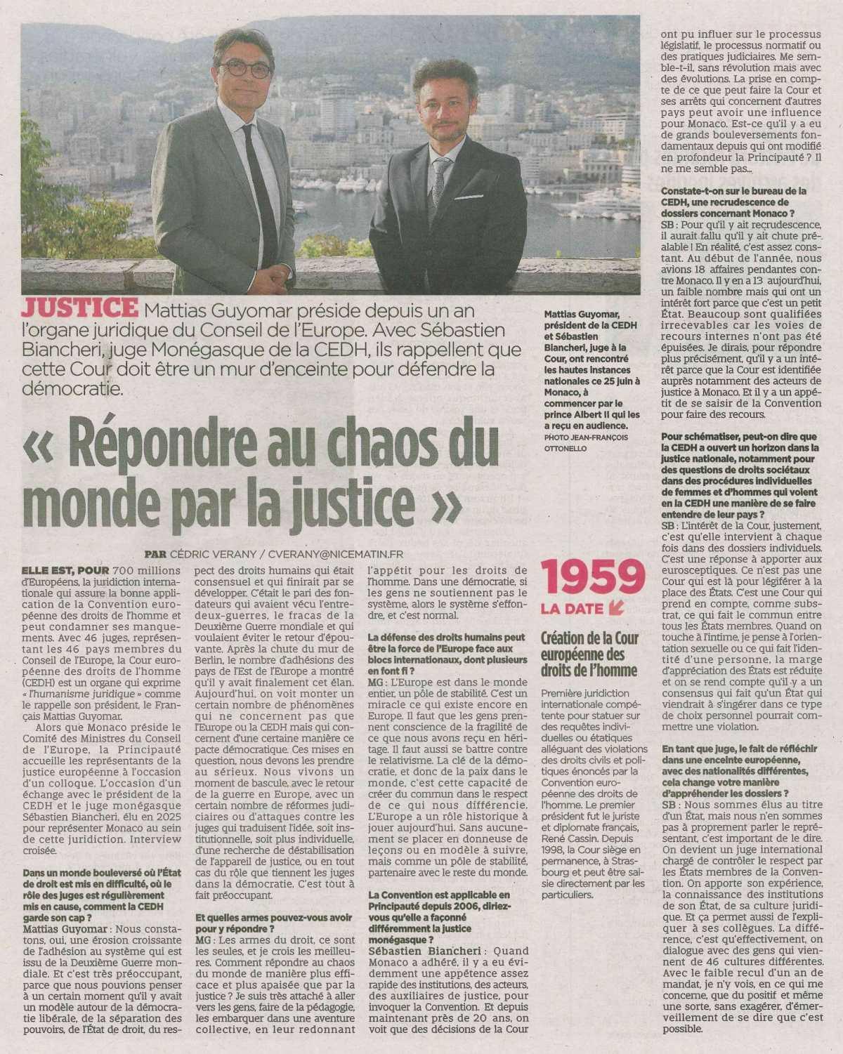 "Répondre au chaos du monde par la justice"
