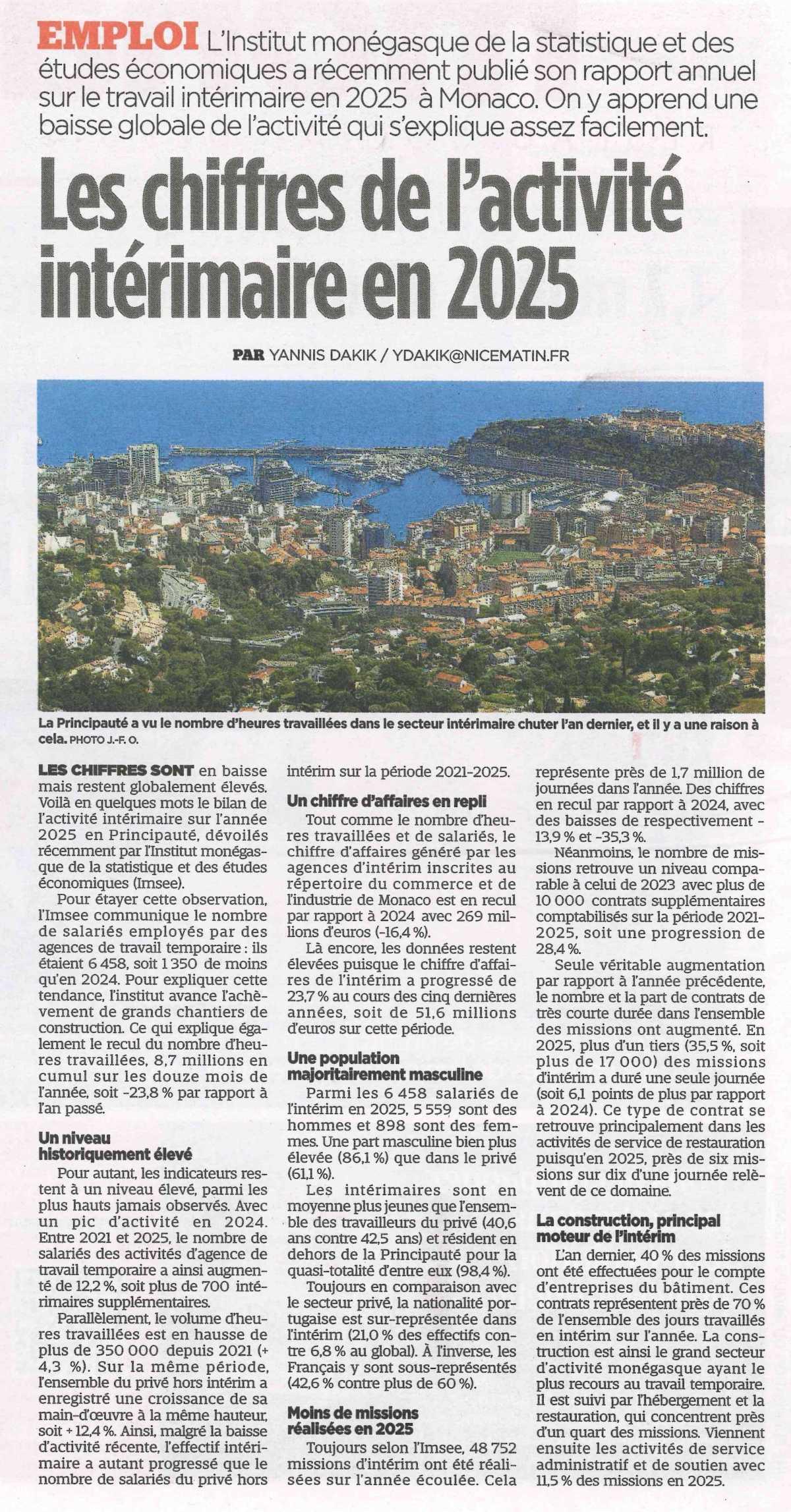 Les chiffres de l'activité intérimaire en 2025