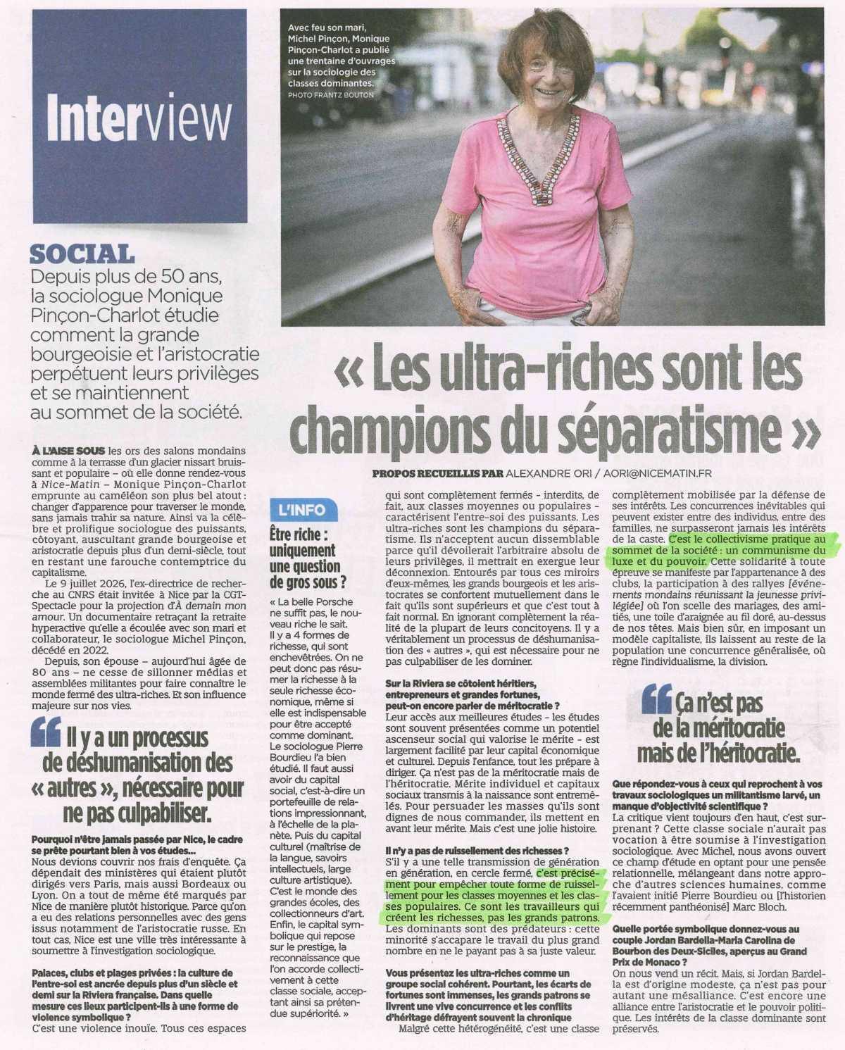 " Les ultra-riches sont les champions du séparatisme"