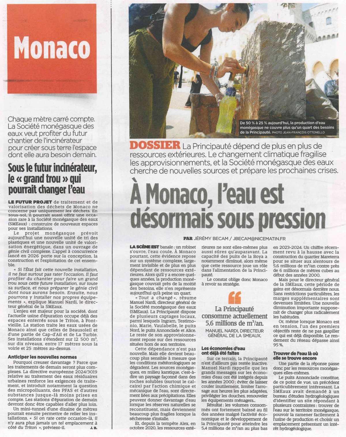 Assez d'eau demain à Monaco ?