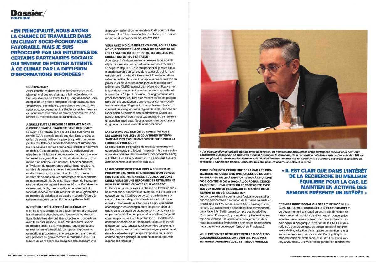 Réforme des retraites à Monaco "Monaco Hebdo"