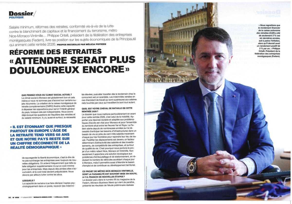 Réforme des retraites à Monaco "Monaco Hebdo"