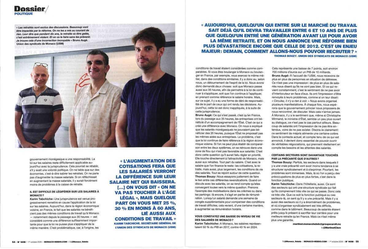 Réforme des retraites à Monaco "Monaco Hebdo"